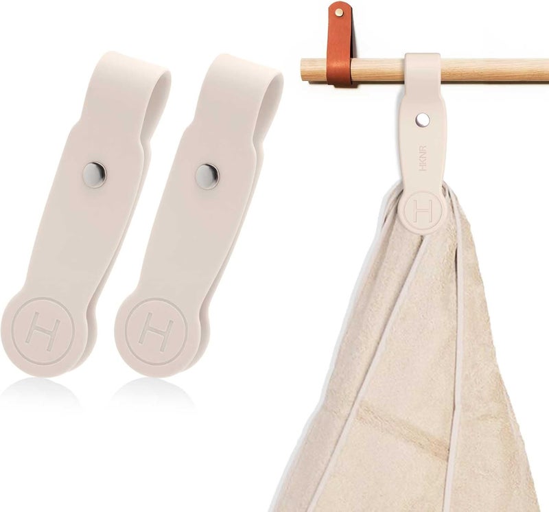 HKNR 2 Pcs Strong Magnetic Towel Clips for Kitchen, Waterproof Silicone Towel Holder for Oven Handle Fridge, No Drill Multi-Purpose Kitchen Towel Clip, Bathroom, Outdoor Use (Beige) - Image 1